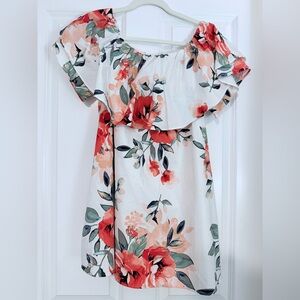 Adrienne Floral Off-Shoulder Dress - Red and Green